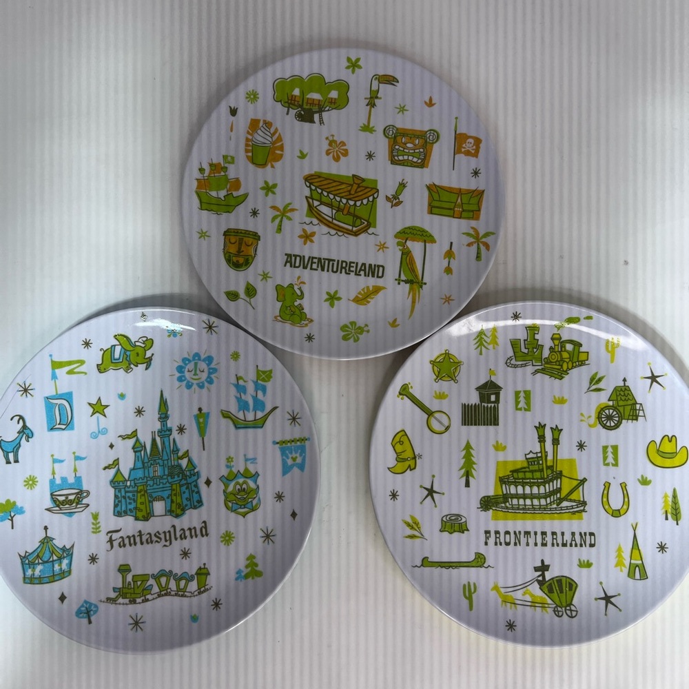 Disney Parks Walt Disney World Lands Melamine 8 Inch Collector Plates Set Of 3